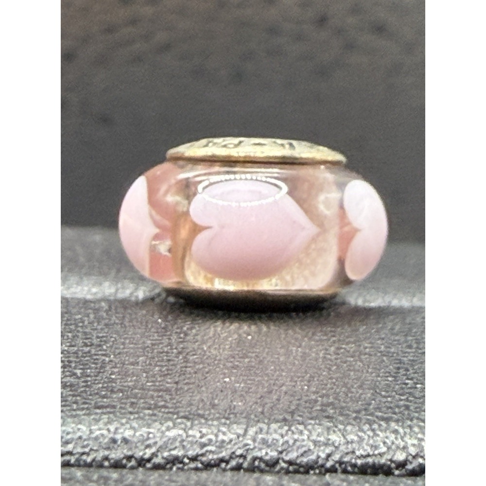 Pandora Sterling Silver Murano Glass Pink Heart Charm ALE K6